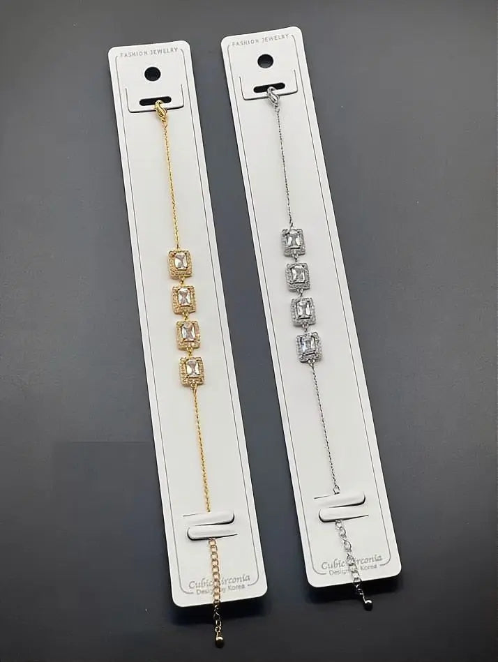 Square Crystal Link Adjustable Bracelet